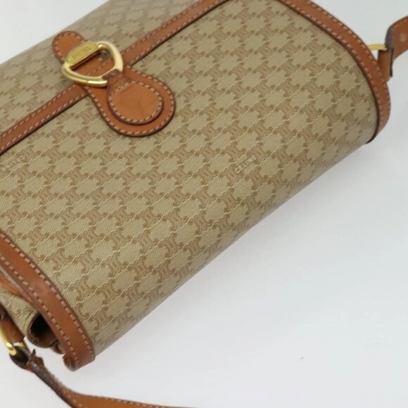 CELINE Macadam Canvas Shoulder Bag Beige Gold - Picture 6 of 16